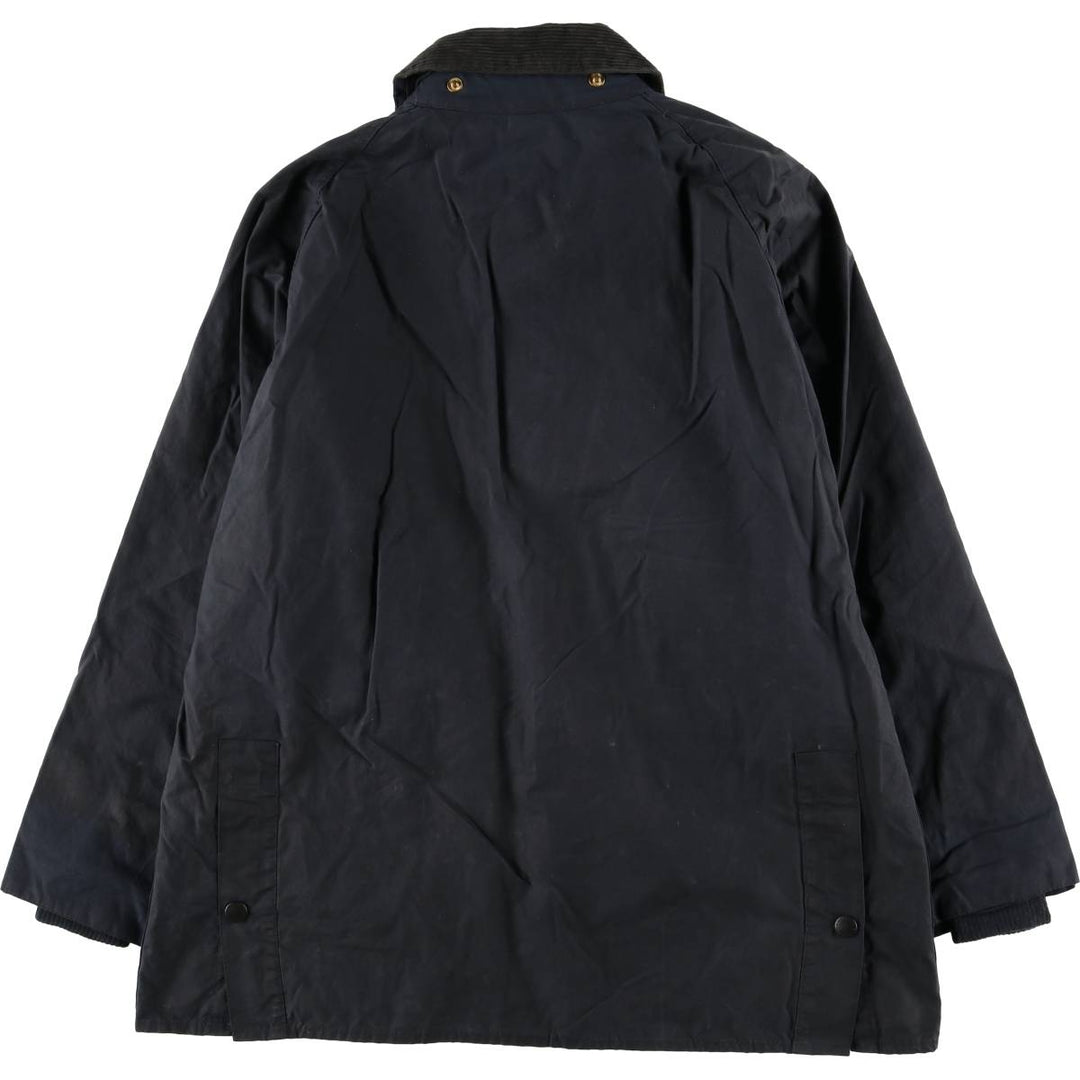 80s-90'S Barbour Bedale Waxed Cotton Oiled Jacket with Old 3 Warrant Badge, Made in England, Men's XL unclear navy blue type Vintage Second Hand