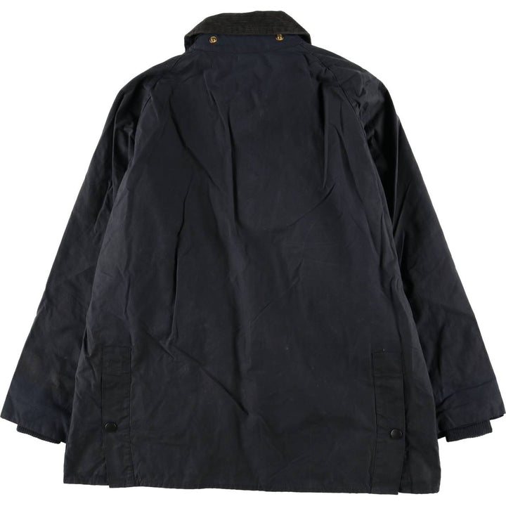 80s-90'S Barbour Bedale Waxed Cotton Oiled Jacket with Old 3 Warrant Badge, Made in England, Men's XL unclear navy blue type Vintage Second Hand