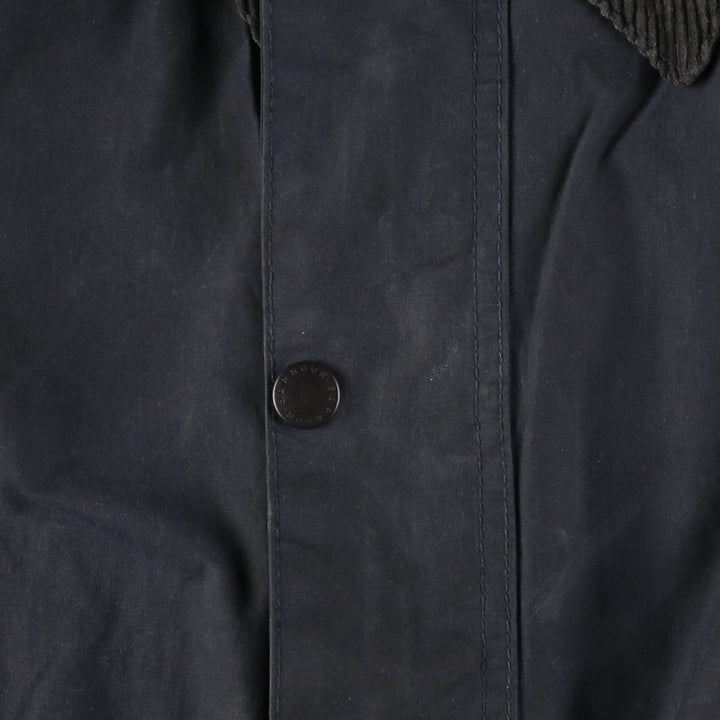 80s-90'S Barbour Bedale Waxed Cotton Oiled Jacket with Old 3 Warrant Badge, Made in England, Men's XL unclear navy blue type Vintage Second Hand