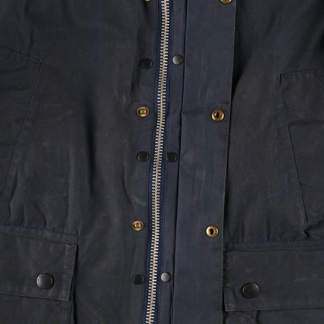 80s-90'S Barbour Bedale Waxed Cotton Oiled Jacket with Old 3 Warrant Badge, Made in England, Men's XL unclear navy blue type Vintage Second Hand
