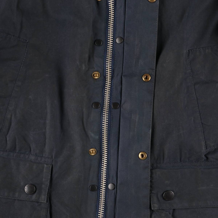80s-90'S Barbour Bedale Waxed Cotton Oiled Jacket with Old 3 Warrant Badge, Made in England, Men's XL unclear navy blue type Vintage Second Hand