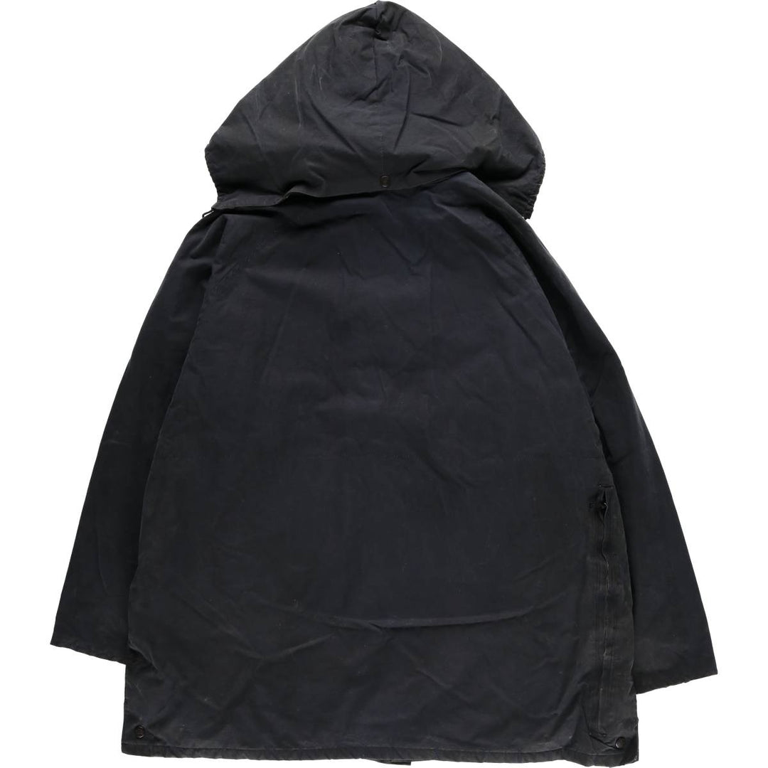 Burberry's padded hooded oiled hunting jacket, made in the UK, men's size XL Waxed cotton navy blue type Vintage Second Hand