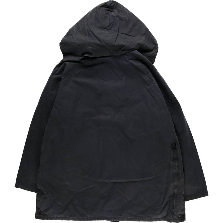 Burberry's padded hooded oiled hunting jacket, made in the UK, men's size XL Waxed cotton navy blue type Vintage Second Hand