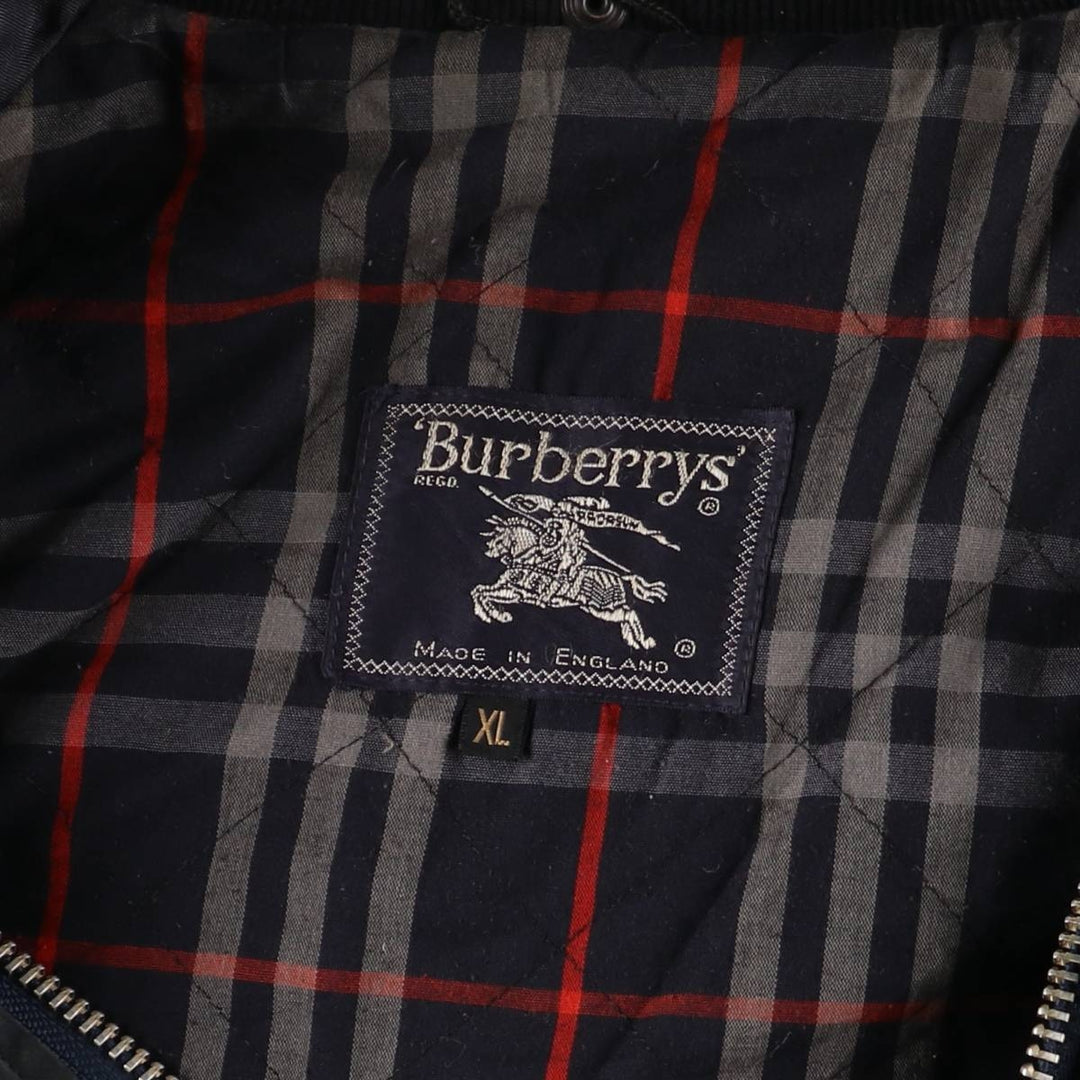 Burberry's padded hooded oiled hunting jacket, made in the UK, men's size XL Waxed cotton navy blue type Vintage Second Hand