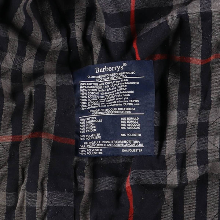 Burberry's padded hooded oiled hunting jacket, made in the UK, men's size XL Waxed cotton navy blue type Vintage Second Hand