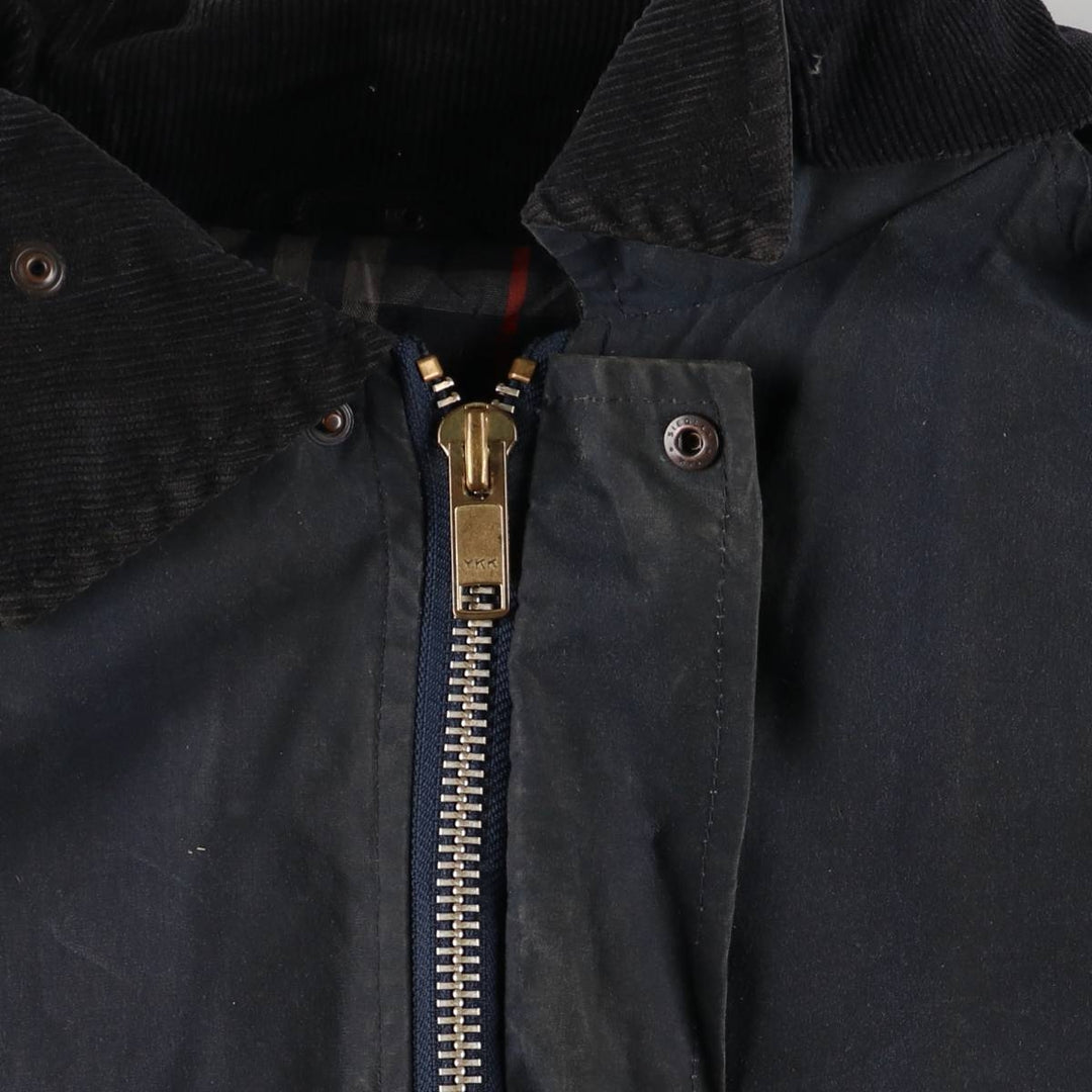 Burberry's padded hooded oiled hunting jacket, made in the UK, men's size XL Waxed cotton navy blue type Vintage Second Hand