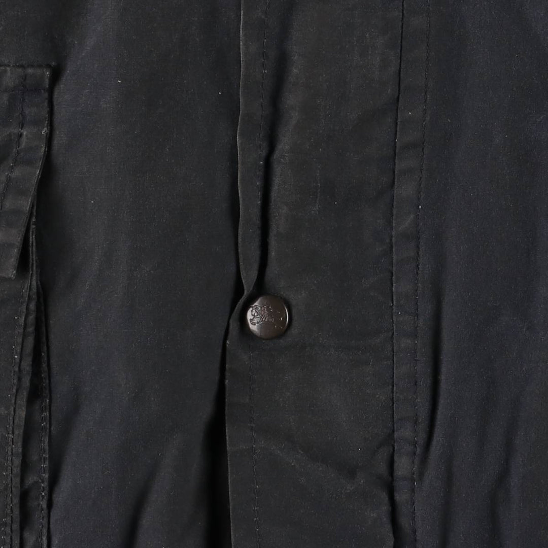 Burberry's padded hooded oiled hunting jacket, made in the UK, men's size XL Waxed cotton navy blue type Vintage Second Hand