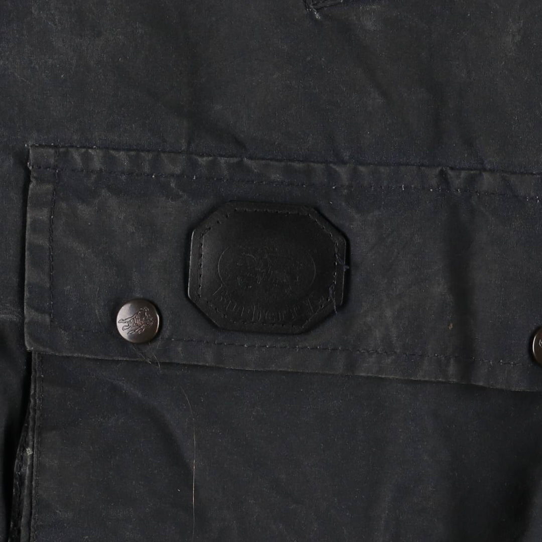 Burberry's padded hooded oiled hunting jacket, made in the UK, men's size XL Waxed cotton navy blue type Vintage Second Hand