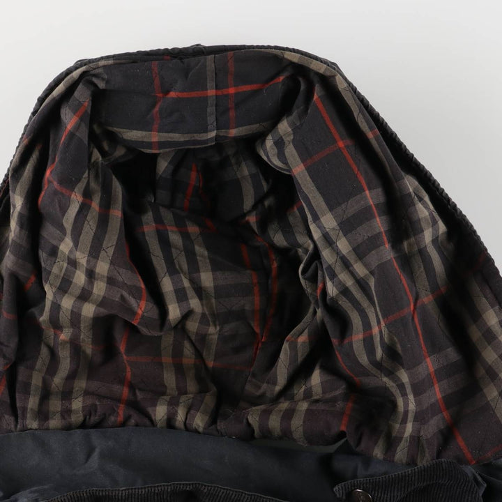 Burberry's padded hooded oiled hunting jacket, made in the UK, men's size XL Waxed cotton navy blue type Vintage Second Hand