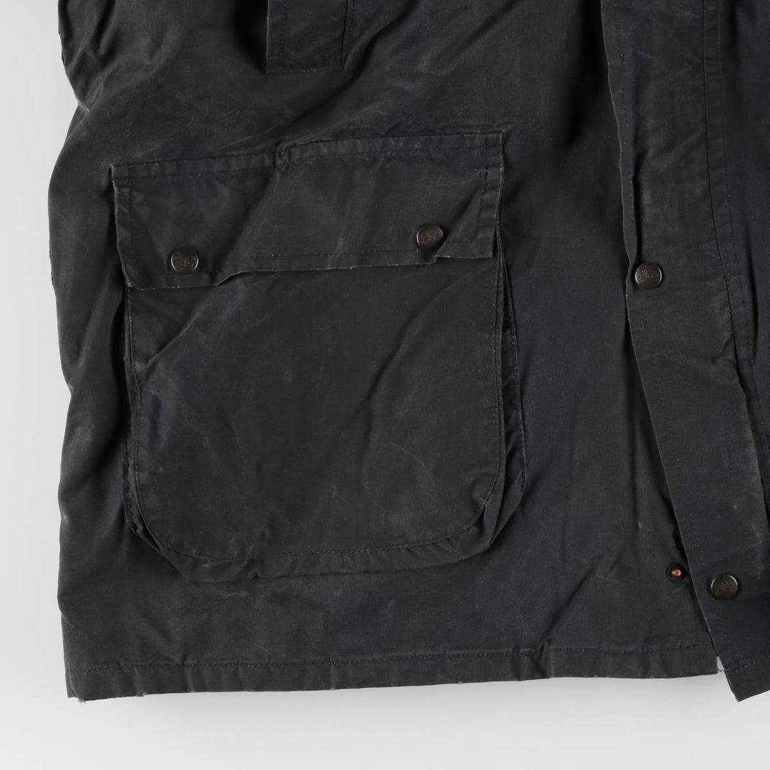 Burberry's padded hooded oiled hunting jacket, made in the UK, men's size XL Waxed cotton navy blue type Vintage Second Hand