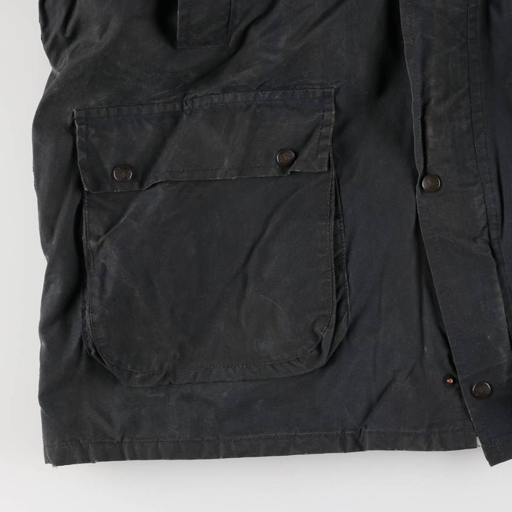 Burberry's padded hooded oiled hunting jacket, made in the UK, men's size XL Waxed cotton navy blue type Vintage Second Hand