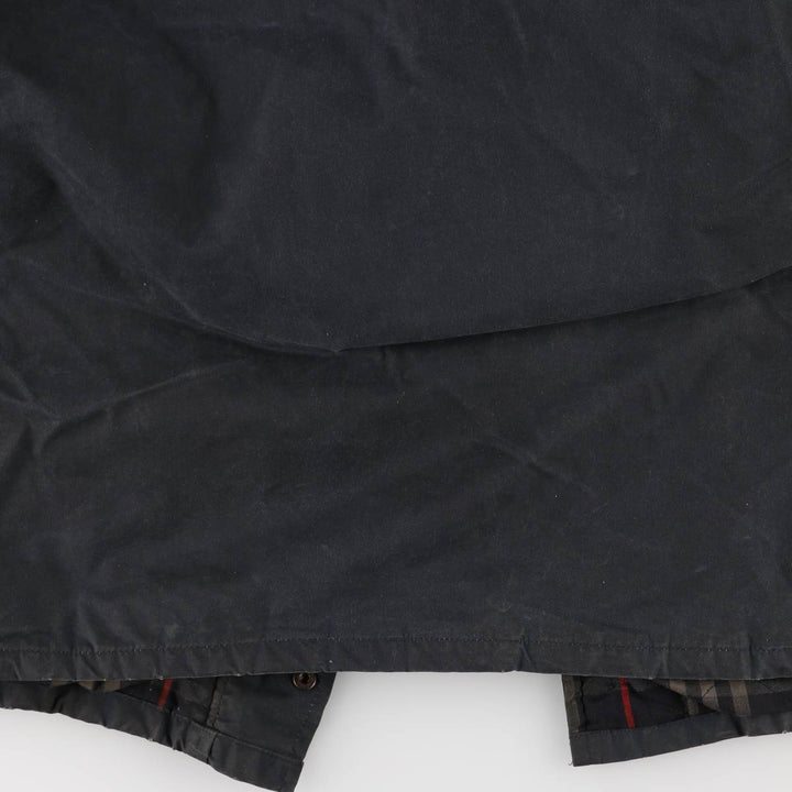 Burberry's padded hooded oiled hunting jacket, made in the UK, men's size XL Waxed cotton navy blue type Vintage Second Hand