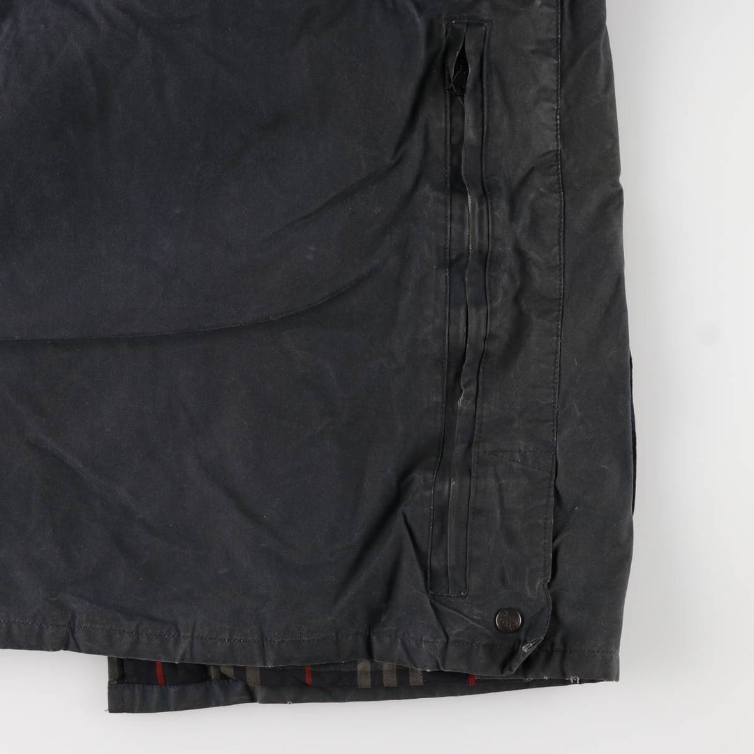 Burberry's padded hooded oiled hunting jacket, made in the UK, men's size XL Waxed cotton navy blue type Vintage Second Hand