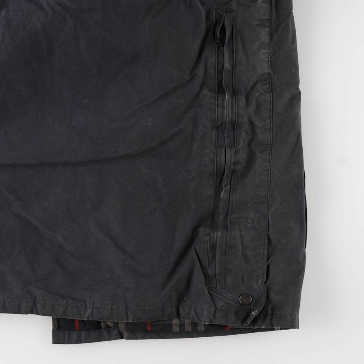 Burberry's padded hooded oiled hunting jacket, made in the UK, men's size XL Waxed cotton navy blue type Vintage Second Hand