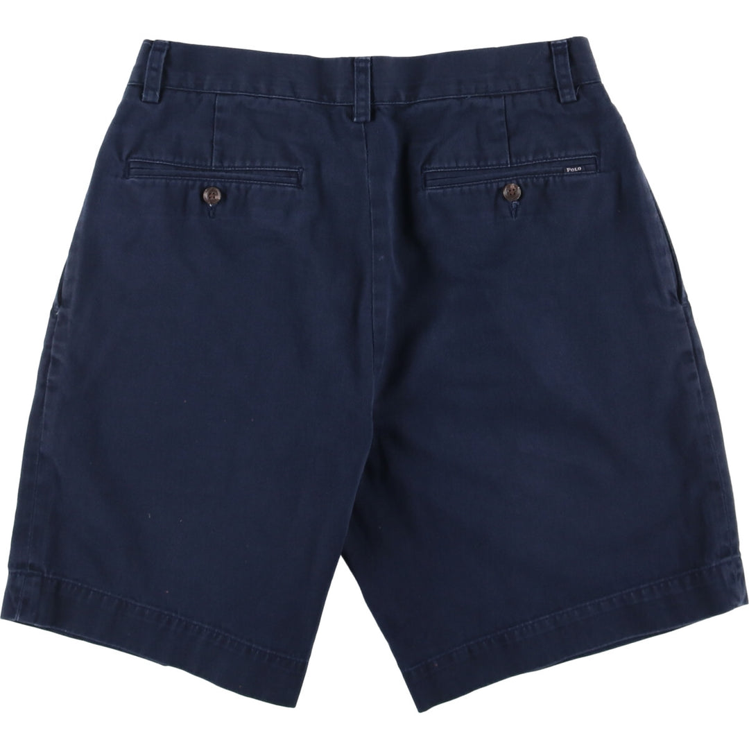 POLO by Ralph Lauren CLASSIC FIT PREATED 9'' two-pleat chino shorts, short pants, men's w30 equivalent cotton navy blue type Vintage Second Hand