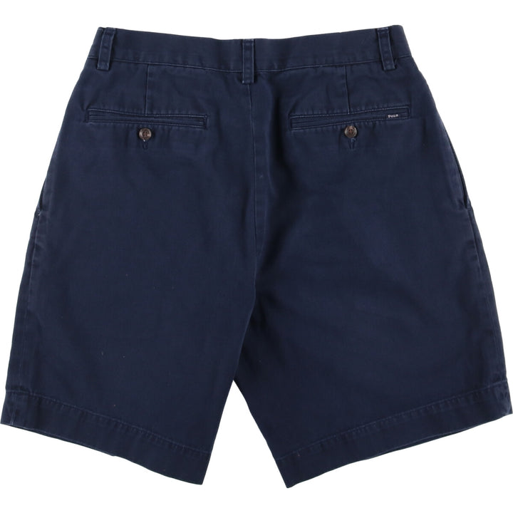 POLO by Ralph Lauren CLASSIC FIT PREATED 9'' two-pleat chino shorts, short pants, men's w30 equivalent cotton navy blue type Vintage Second Hand