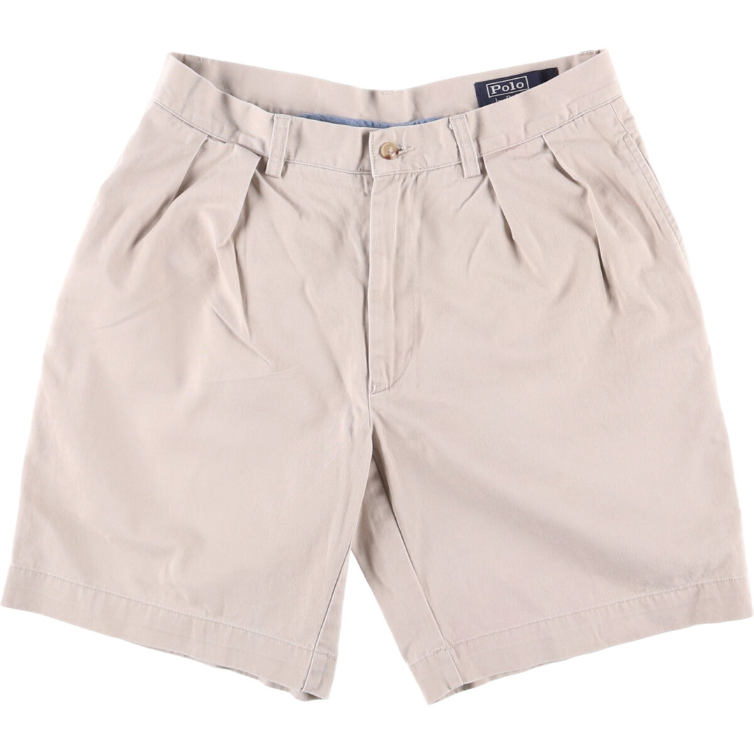 POLO by Ralph Lauren CLASSIC FIT PLEATED 9'' two-pleat chino shorts, short pants, men's size w31 cotton Beige type Vintage Second Hand