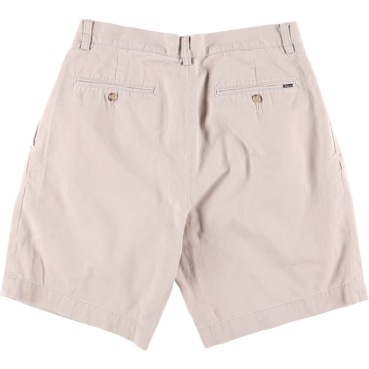 POLO by Ralph Lauren CLASSIC FIT PLEATED 9'' two-pleat chino shorts, short pants, men's size w31 cotton Beige type Vintage Second Hand