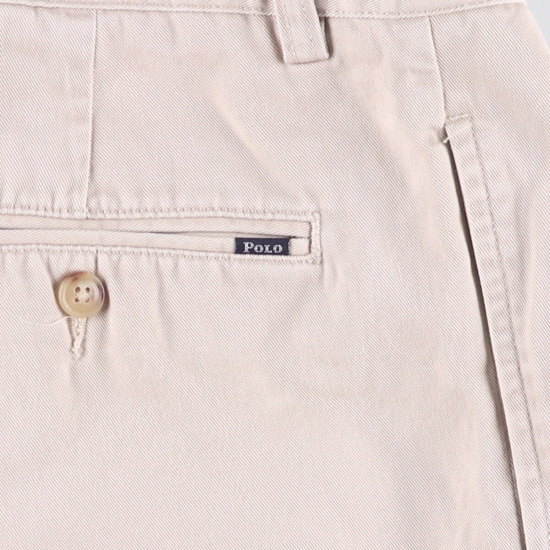POLO by Ralph Lauren CLASSIC FIT PLEATED 9'' two-pleat chino shorts, short pants, men's size w31 cotton Beige type Vintage Second Hand