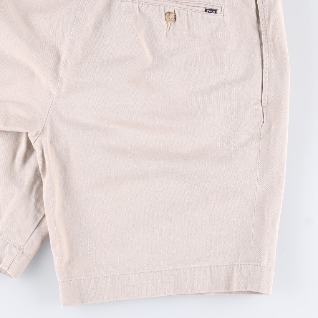 POLO by Ralph Lauren CLASSIC FIT PLEATED 9'' two-pleat chino shorts, short pants, men's size w31 cotton Beige type Vintage Second Hand