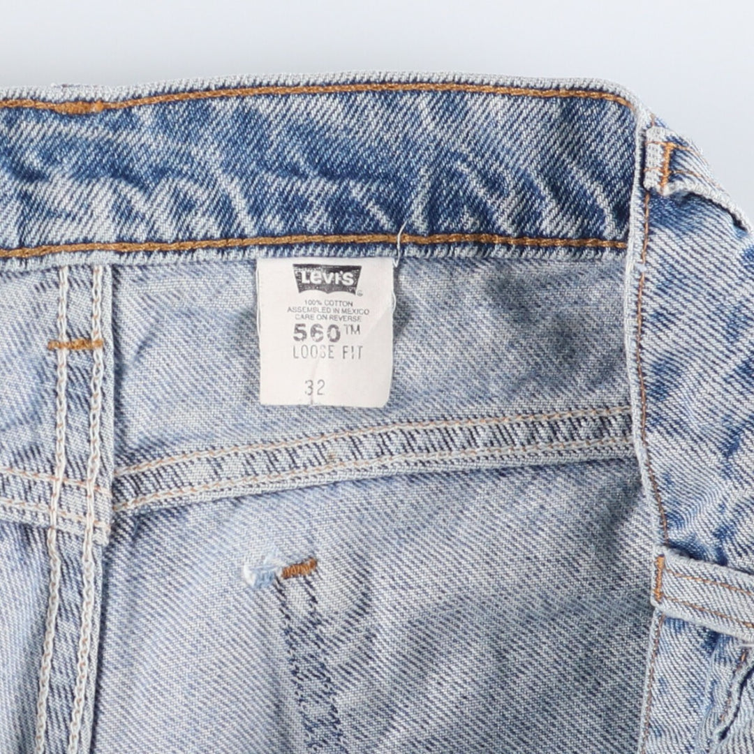 90'S Levi's 560 LOOSE FIT Orange Tab Denim Shorts Men's W33 Vintage cotton Blue type light blue Vintage Second Hand