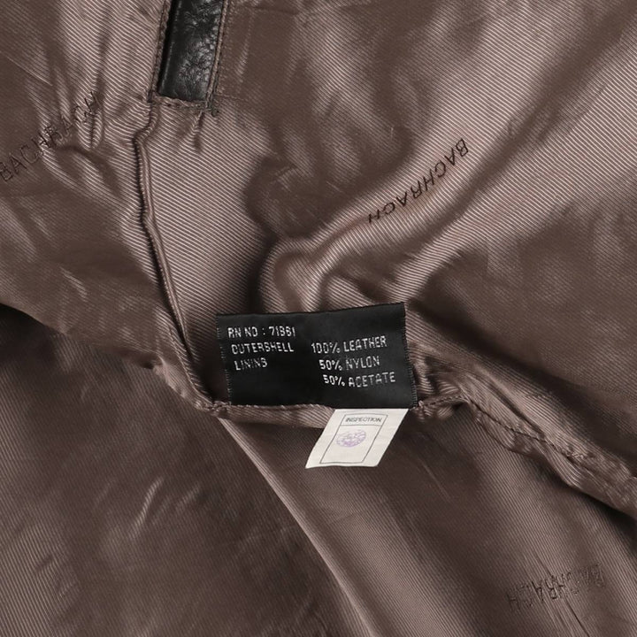 BACHRACH Leather Jacket, Men's Size S genuine leather brown type Vintage Second Hand