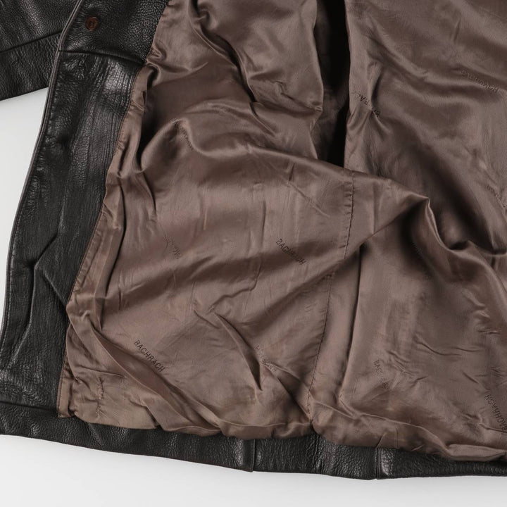 BACHRACH Leather Jacket, Men's Size S genuine leather brown type Vintage Second Hand