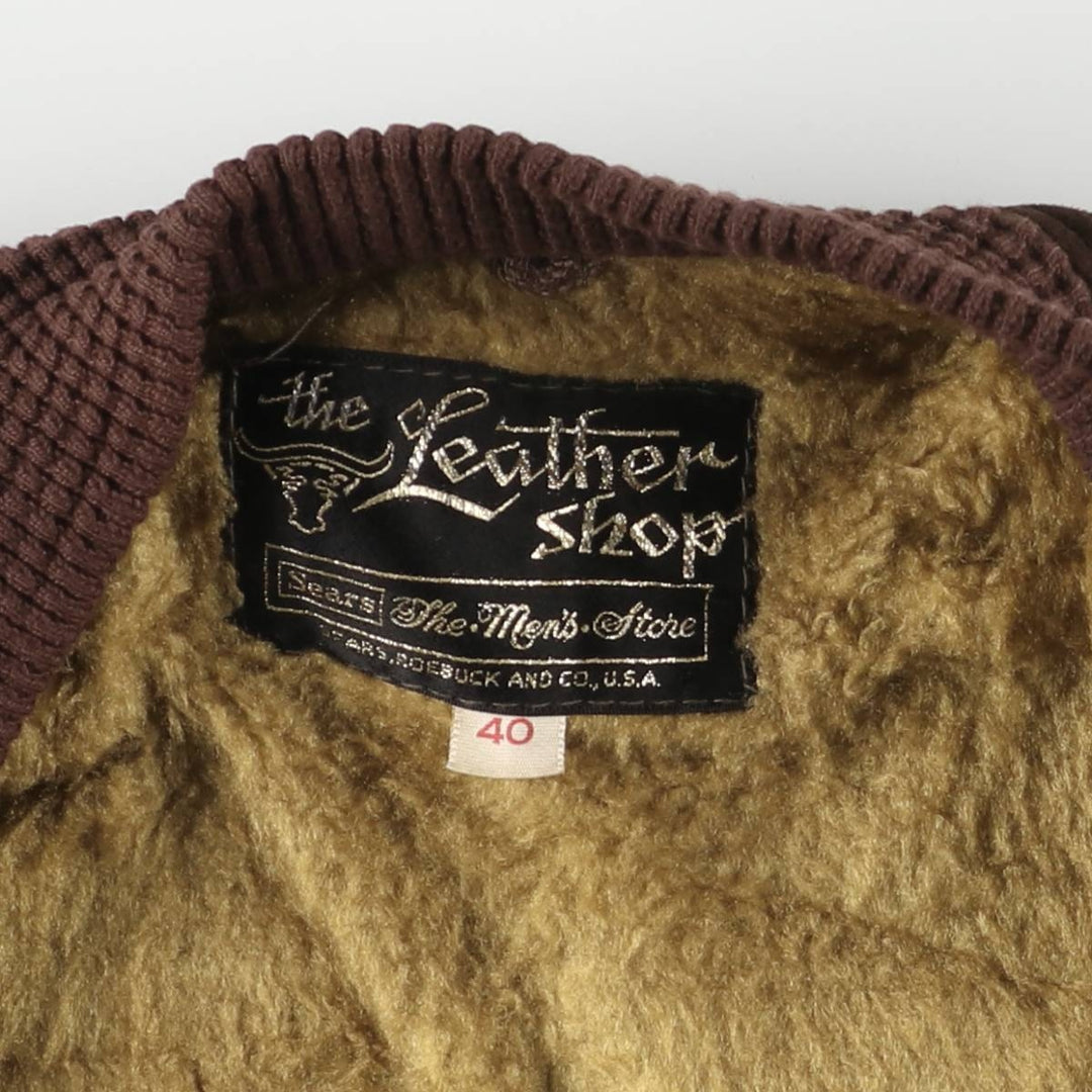 Vintage 1970'S Sears THE LEARHER SHOP padded suede leather jacket, size M, men's Genuine Leather Suede Leather brown type Vintage Second Hand