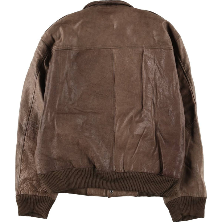 1990'S Reed A-2 Style Padded Leather Flight Jacket, Men's Size Medium, Vintage genuine leather brown type Vintage Second Hand