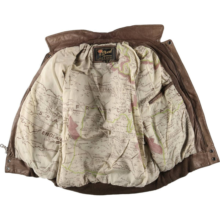 1990'S Reed A-2 Style Padded Leather Flight Jacket, Men's Size Medium, Vintage genuine leather brown type Vintage Second Hand