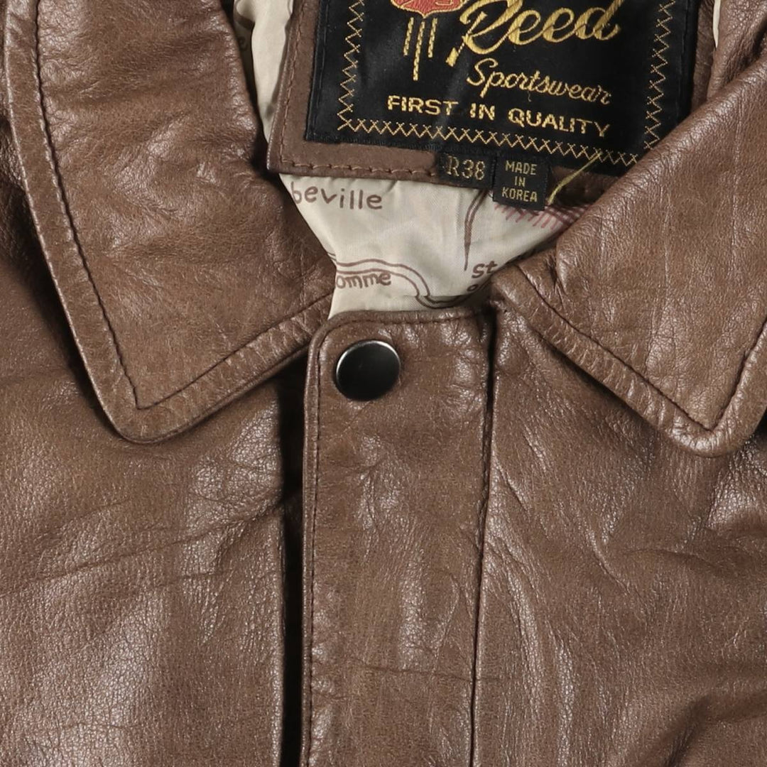 1990'S Reed A-2 Style Padded Leather Flight Jacket, Men's Size Medium, Vintage genuine leather brown type Vintage Second Hand