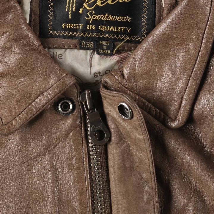 1990'S Reed A-2 Style Padded Leather Flight Jacket, Men's Size Medium, Vintage genuine leather brown type Vintage Second Hand
