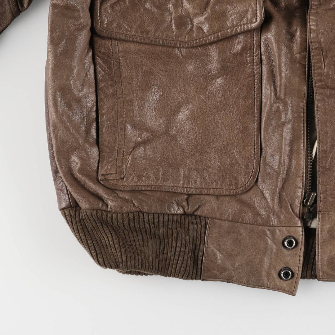 1990'S Reed A-2 Style Padded Leather Flight Jacket, Men's Size Medium, Vintage genuine leather brown type Vintage Second Hand