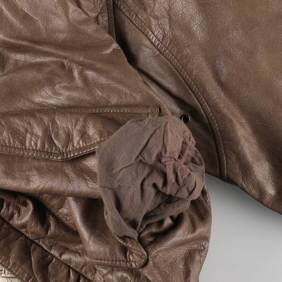 1990'S Reed A-2 Style Padded Leather Flight Jacket, Men's Size Medium, Vintage genuine leather brown type Vintage Second Hand