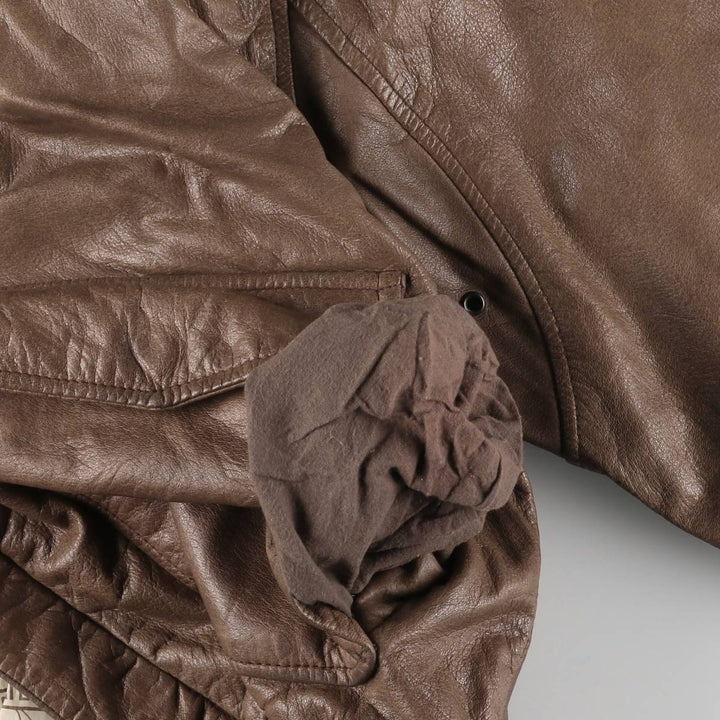 1990'S Reed A-2 Style Padded Leather Flight Jacket, Men's Size Medium, Vintage genuine leather brown type Vintage Second Hand