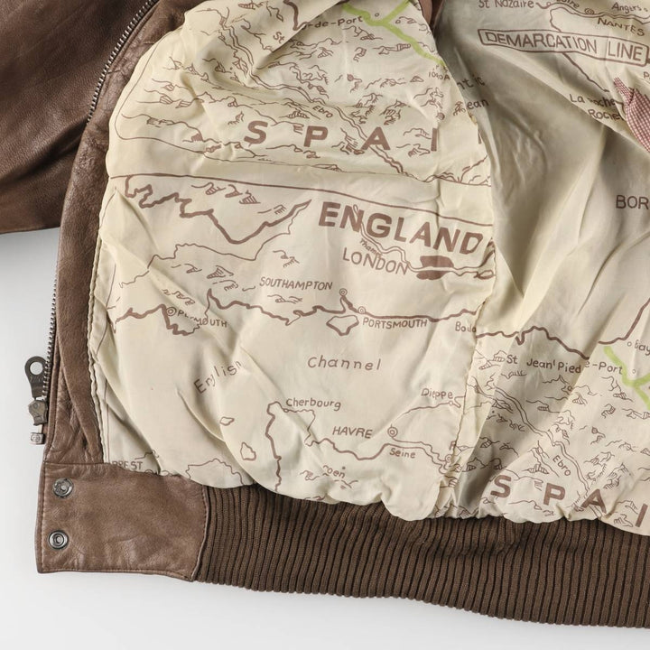 1990'S Reed A-2 Style Padded Leather Flight Jacket, Men's Size Medium, Vintage genuine leather brown type Vintage Second Hand