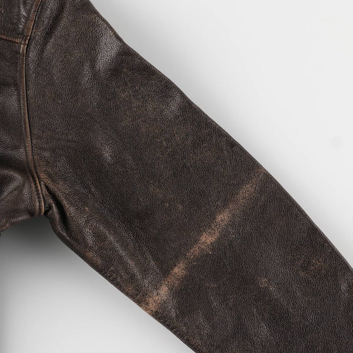 90'S Cherokee Leather Jacket, Men's Size L, Vintage genuine leather brown type Vintage Second Hand