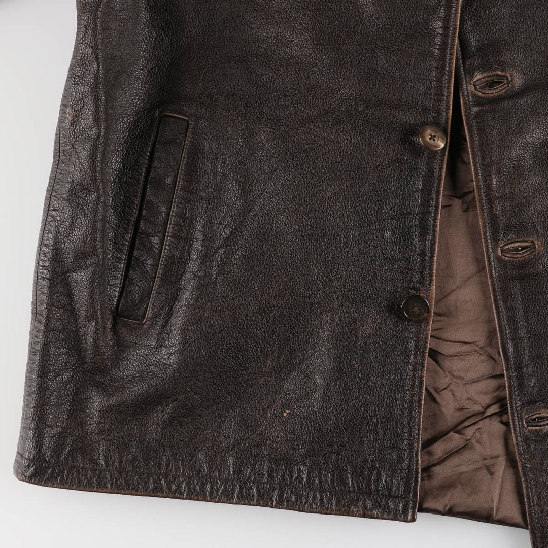 90'S Cherokee Leather Jacket, Men's Size L, Vintage genuine leather brown type Vintage Second Hand