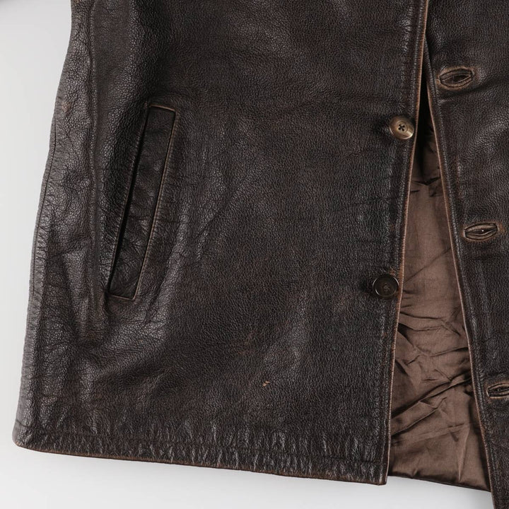 90'S Cherokee Leather Jacket, Men's Size L, Vintage genuine leather brown type Vintage Second Hand