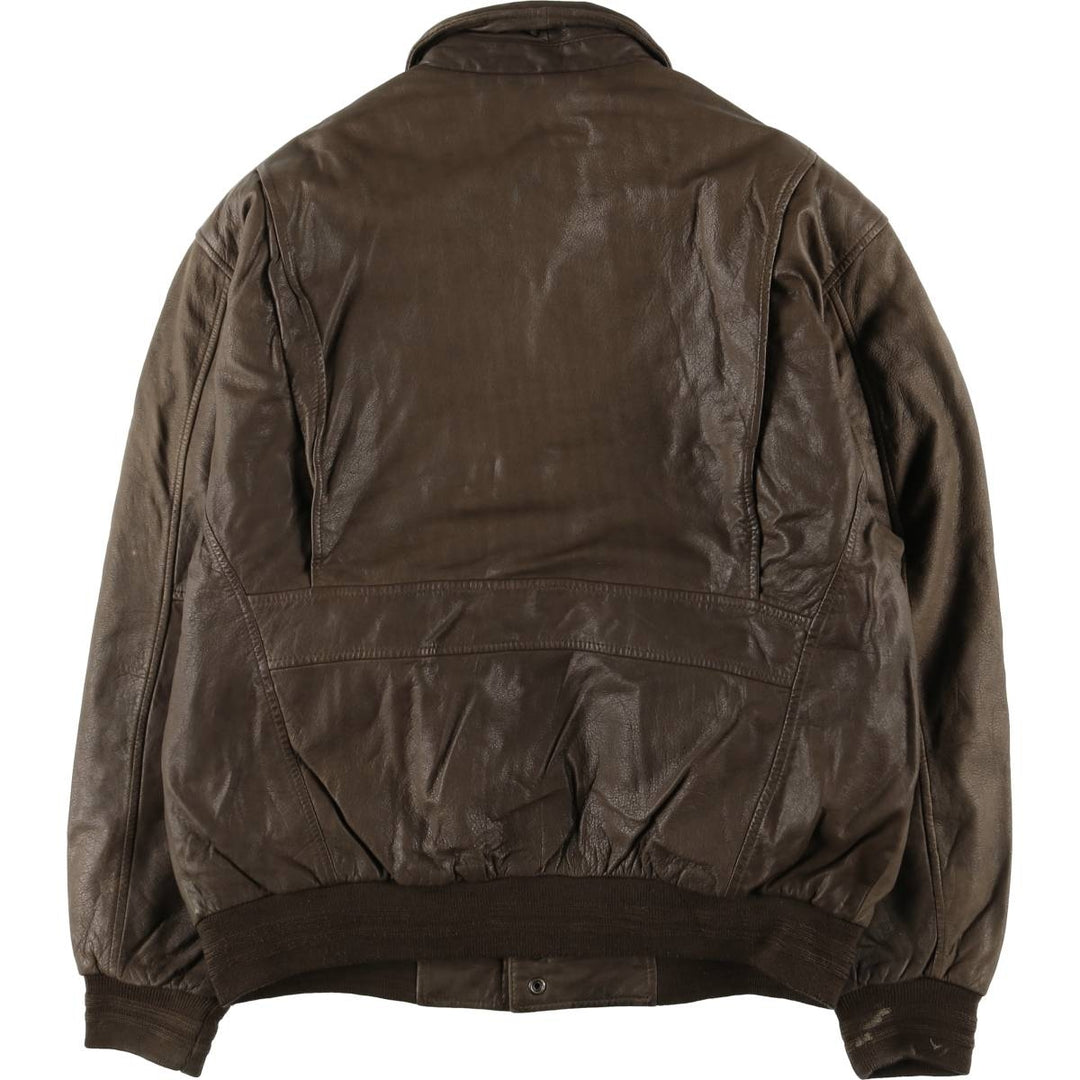 ROUNDTREE and YORKE A-2 Padded Leather Flight Jacket, Men's Size Medium genuine leather brown type Vintage Second Hand