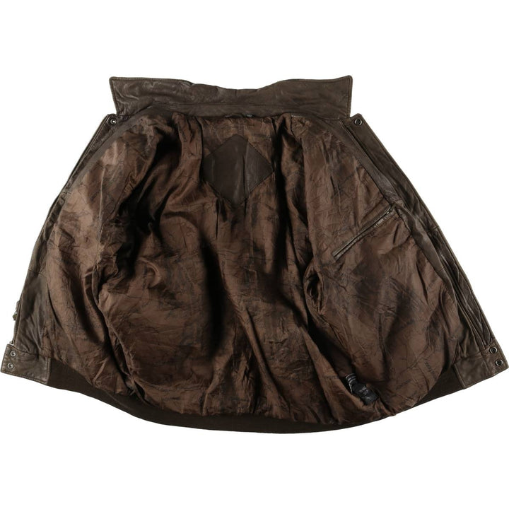 ROUNDTREE and YORKE A-2 Padded Leather Flight Jacket, Men's Size Medium genuine leather brown type Vintage Second Hand