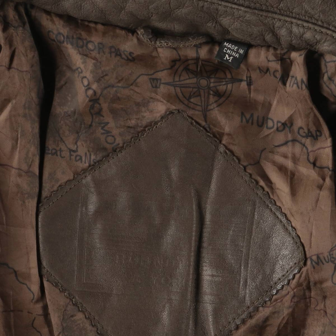 ROUNDTREE and YORKE A-2 Padded Leather Flight Jacket, Men's Size Medium genuine leather brown type Vintage Second Hand