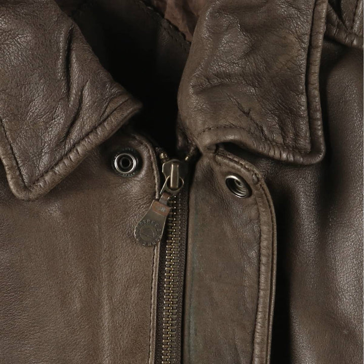 ROUNDTREE and YORKE A-2 Padded Leather Flight Jacket, Men's Size Medium genuine leather brown type Vintage Second Hand