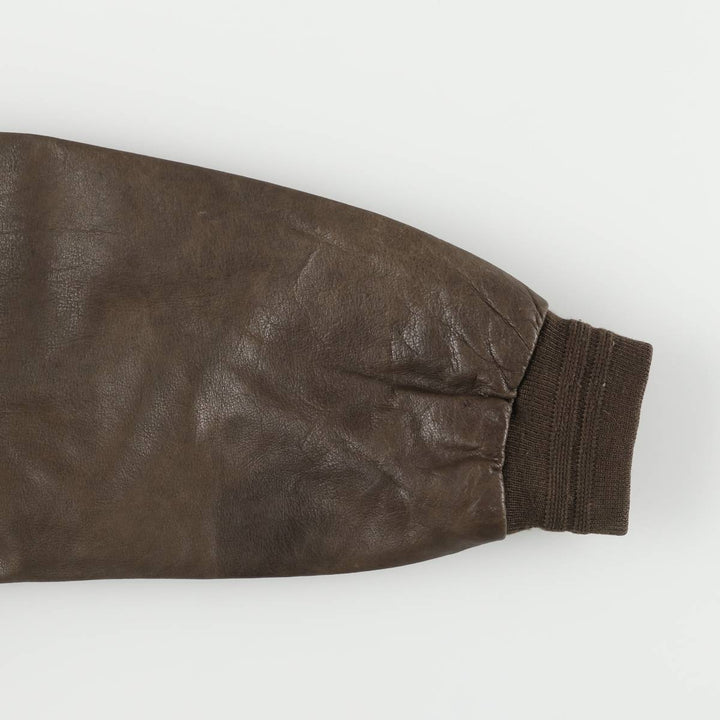 ROUNDTREE and YORKE A-2 Padded Leather Flight Jacket, Men's Size Medium genuine leather brown type Vintage Second Hand
