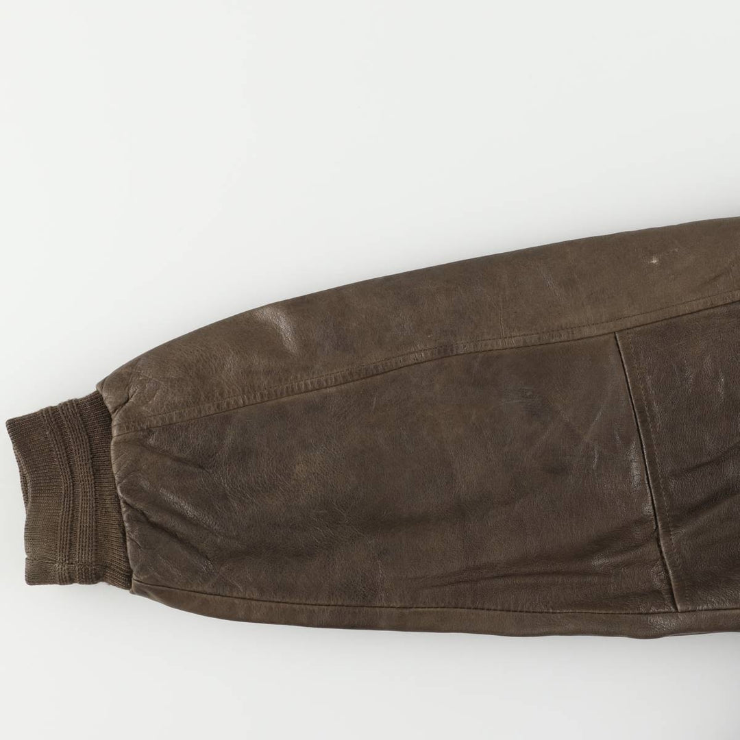 ROUNDTREE and YORKE A-2 Padded Leather Flight Jacket, Men's Size Medium genuine leather brown type Vintage Second Hand