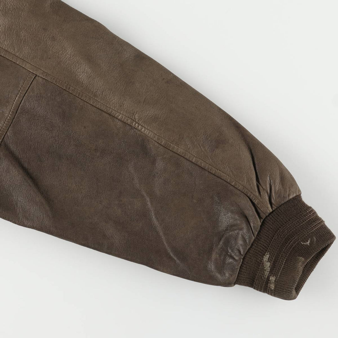 ROUNDTREE and YORKE A-2 Padded Leather Flight Jacket, Men's Size Medium genuine leather brown type Vintage Second Hand