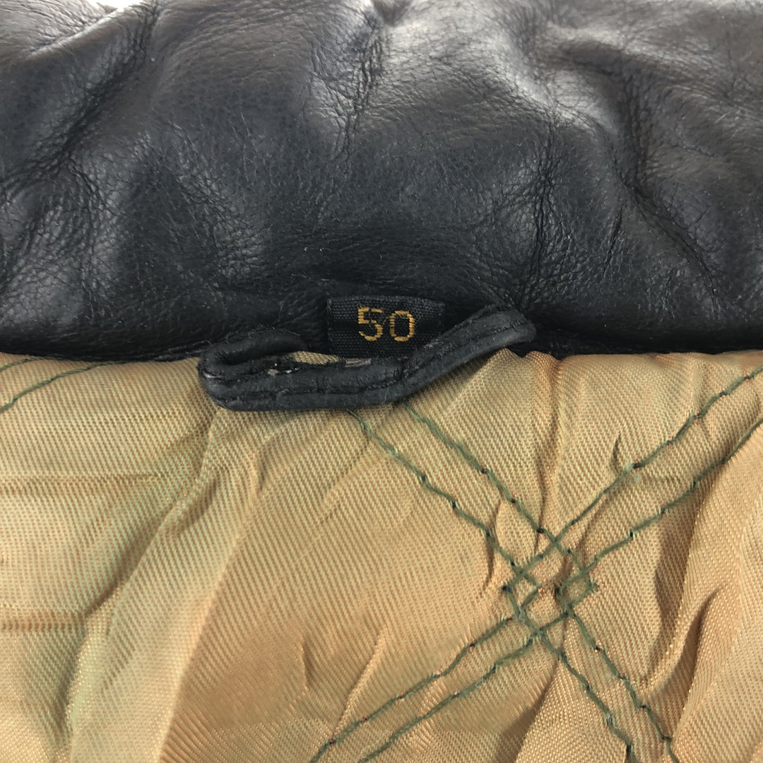 Padded leather vest, men's size L genuine leather black type Vintage Second Hand
