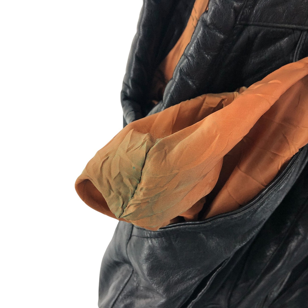 Padded leather vest, men's size L genuine leather black type Vintage Second Hand