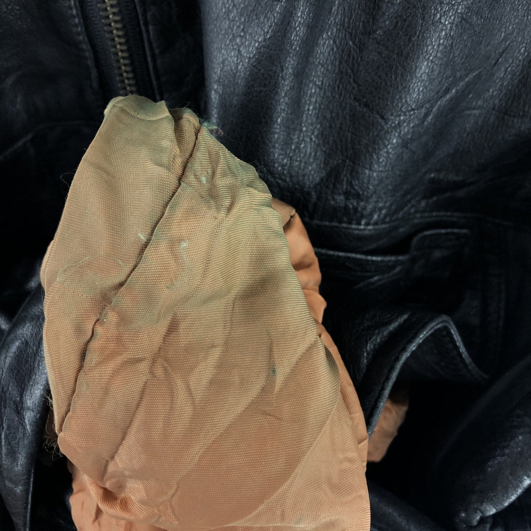 Padded leather vest, men's size L genuine leather black type Vintage Second Hand