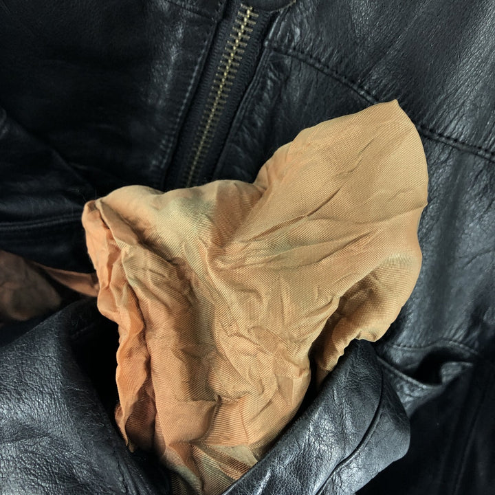 Padded leather vest, men's size L genuine leather black type Vintage Second Hand